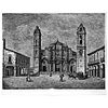 LEOPOLDO MÉNDEZ, Catedral de La Habana, Signed, Woodcut w/o print number, 12.2 x 16.1" (31 x 41 cm) image/ 13.3 x 17.1" (34 x 43.5 cm) paper | LEOPOLD
