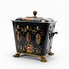 19TH C. VICTORIAN FLORAL PAINTED TOLE COAL SCUTTLE