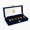 SIX PIECES, FABERGE EGG WINE GLASS CHARMS