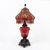 MAITLAND SMITH STYLE RED MARBLEIZED GLASS LAMP