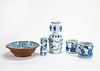5 PCS BLUE AND WHITE CHINESE PORCELAIN TABLEWARES