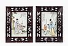 PAIR, CHINESE FIGURAL PORCELAIN WALL PLAQUES