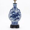 CHINESE BLUE & WHITE MOON FLASK TABLE LAMP