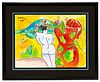 PETER MAX, "NUDE BY VASE" ACRYLIC ON PAPER, 1997
