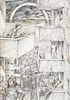 Goettl, Helmut Leben auf Balkonen. 1988. Graphitzeichnung, Aquarell und Pastellkreide auf Papier. 99,5 x 70 cm. Im Motiv signiert und datiert. Unter G