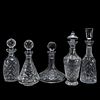 GROUP OF FIVE WATERFORD CRYSTAL DECANTERS