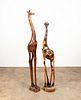 TWO STANDING CARVED WOOD AFRICAN GIRAFFES