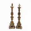 PAIR, PAINTED & GILT ITALIAN PRICKET TABLE LAMPS