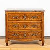 19TH C. LOUIS XV-STYLE MARBLE TOP WALNUT COMMODE