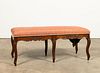 FRENCH LOUIS XV STYLE OAK UPHOLSTERED BENCH SEAT