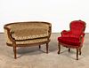 FRENCH 2 DIMINUTIVE UPHOLSTERED CHILD'S SEATS