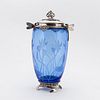 ART NOUVEAU-STYLE DRAGONFLY MOUNTED GLASS URN