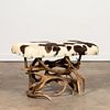 NATURAL ANTLER BENCH WITH COWHIDE UPHOLSTERY