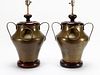PAIR CHAPMAN LARGE BRASS URN DOUBLE HANDLED LAMPS