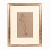 SARAH WOLFE, CONTE FEMALE NUDE DRAWING, FRAMED