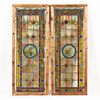 PAIR, ARTS AND CRAFTS TALL STAINED GLASS WINDOWS