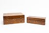 TWO 19TH C. ENGLISH PARQUETRY INLAID WOODEN BOXES
