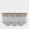 SET OF 12, SILVER OVERLAY GLASS TUMBLERS