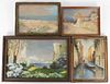 4PC H. Wilbur Impressionist Landscape WC Paintings