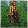 John F. Chambers Female Nude Lush Outdoor Painting