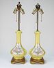 PR Yellow Hand Painted Floral Porcelain Lamps