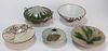 5PC Japanese Oribe & Other Pottery Vessels