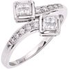 RING WITH DIAMONDS IN 10K WHITE GOLD Princess and brilliant cut diamonds ~0.20 ct. Weight: 2.1 g. Size: 7 | ANILLO CON DIAMANTES EN ORO BLANCO DE 10K 