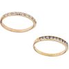 PAIR OF RINGS WITH DIAMONDS IN 10K AND 14K YELLOW GOLD Brilliant cut diamonds ~0.25 ct. Wieght: 2.6 g. Sizes: 5 ¾ and 5 ¼ | PAR DE ANILLOS CON DIAMANT
