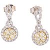PAIR OF EARRINGS WITH DIAMONDS IN WHITE AND YELLOW 14K GOLD Brilliant cut diamonds ~0.55 ct. Weight: 2.9 g | PAR DE ARETES CON DIAMANTES EN ORO BLANCO
