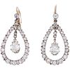 PAIR OF EARRINGS WITH DIAMONDS IN 10K YELLOW GOLD AND PALLADIUM SILVER 2 Pear cut diamonds ~1.60 ct Clarity: I2-I3 Color: M-N | PAR DE ARETES CON DIAM