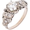 RING WITH DIAMONDS IN PALLADIUM SILVER 1 Brilliant cut diamond ~0.75 ct Clarity: SI2-I1, 8x8 cut diamonds ~0.16 ct | ANILLO CON DIAMANTES EN PLATA PAL