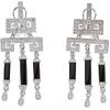 PAIR OF EARRINGS WITH ONYX AND DIAMONDS IN 14K WHITE GOLD Onyx applications, 8x8 cut diamonds ~0.34 ct. Weight: 9.1 g | PAR DE ARETES CON ÓNIX Y DIAMA
