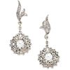 PAIR OF EARRINGS WITH CULTURED PEARLS AND DIAMONDS IN PALLADIUM SILVER, SILVER AND 10K WHITE GOLD Weight: 14.8 g | PAR DE ARETES CON PERLAS CULTIVADAS