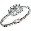 BRACELET WITH EMERALDS AND DIAMONDS IN PALLADIUM SILVER Round cut emeralds ~2.70 ct, 8x8 cut diamonds ~0.20 ct | PULSERA CON ESMERALDAS Y DIAMANTES EN