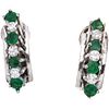 PAIR OF EARRINGS WITH EMERALDS AND DIAMONDS IN PALLADIUM SILVER Round cut emeralds ~0.40 ct, Brilliant cut diamonds ~0.30 ct | PAR DE ARETES CON ESMER