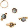TWO PAIRS OF BUTTONS WITH HALF PEARLS IN 18K YELLOW GOLD AND RING FOR KEYRING IN 14K YELLOW GOLD Weight: 17.2 g | DOS PARES DE BOTONES CON MEDIAS PERL