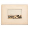 Deroy, Isidore Laurent. Vue de Los Angeles. París, mediados de Siglo XIX. Litografía coloreada, 32 x 40.5 cm.ExLibris de A. Castro Leal