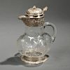 German Silver-mounted Etched Glass Claret Jug
