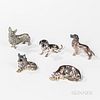 Five Small Sterling Silver Dog Figures