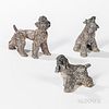 Three Sterling Silver Dog Figures
