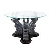 Classical Carved Lion Form Glass Top Center Table