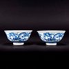 A PAIR OF BLUE AND WHITE 'DRAGON' BOWLS, GUANGXU PERIOD AND MARK