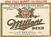 1933 Miller Beer 32oz One Quart WI287-42V Milwaukee, Wisconsin