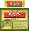 1938 Ziegler 5-20 Beer 12oz WI-28-20V Beaver Dam, Wisconsin
