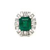 Art Deco Platinum Diamond Emerald RingÂ 