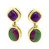 18k Amethyst & Purple Green Agate EarringsÂ 