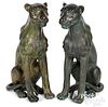 Pair of patinated bronze panthers