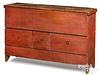 Painted pine lift lid chest, 19th c.