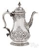 Georgian repousse silver coffee pot, 1748-1749