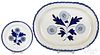 Matching pearlware blue feather platter and plate